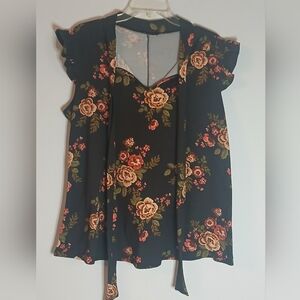 First Love Black Floral Blouse